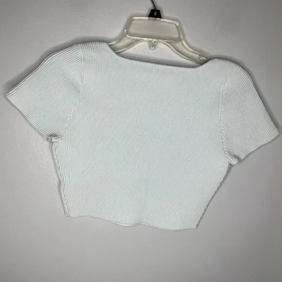 Aritzia Babaton Sculpt Knit Squareneck Top Womens Size Large Light Blue - Picture 4 of 7